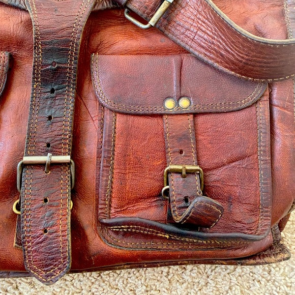 Passion Leather Messenger Bag for Men, genuine leather brown work laptop bag - Picture 3 of 16